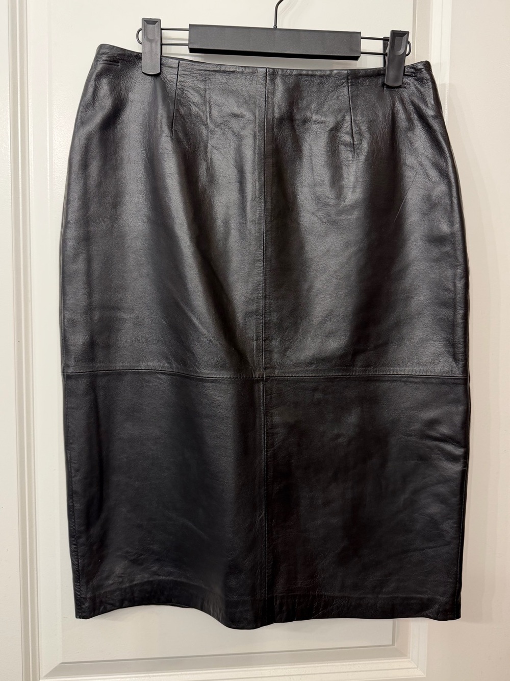 Vintage Black Leather Pencil Skirt
